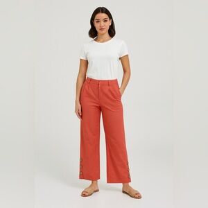 JustFab Women's Linen Wide Leg Dress Pants